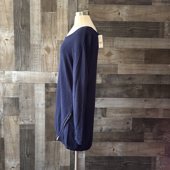 NWT! New York & Co navy knit sweater medium zipper oversized gorpcore classic - Picture 8 of 12